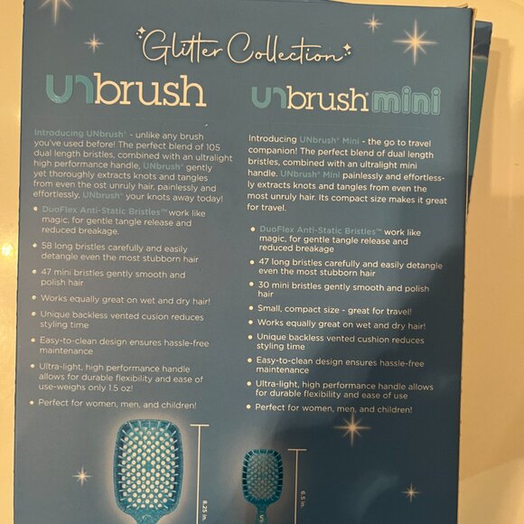 Unbrush Original and Unbrush Mini - Glitter Collection (TWO sets / Blue / NEW)‎ - Picture 7 of 9